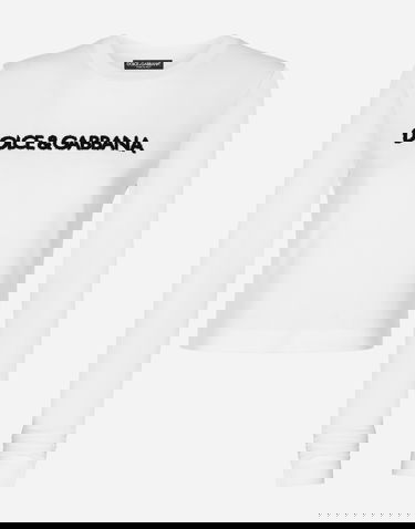 Tričko Dolce & Gabbana Long-sleeved T-shirt With Logo Biela | F8U49ZFU7EQW0800, 0