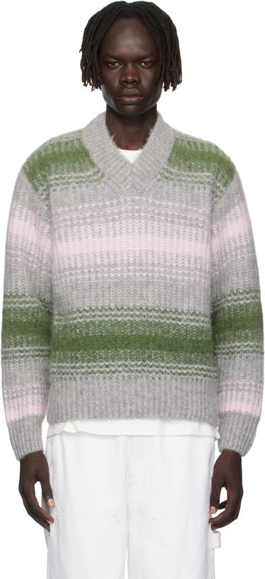 Sveter KENZO Kenzo Paris 'Speed Stripe' V-Neck Sweater Šedá | FF65PU7423CG, 0