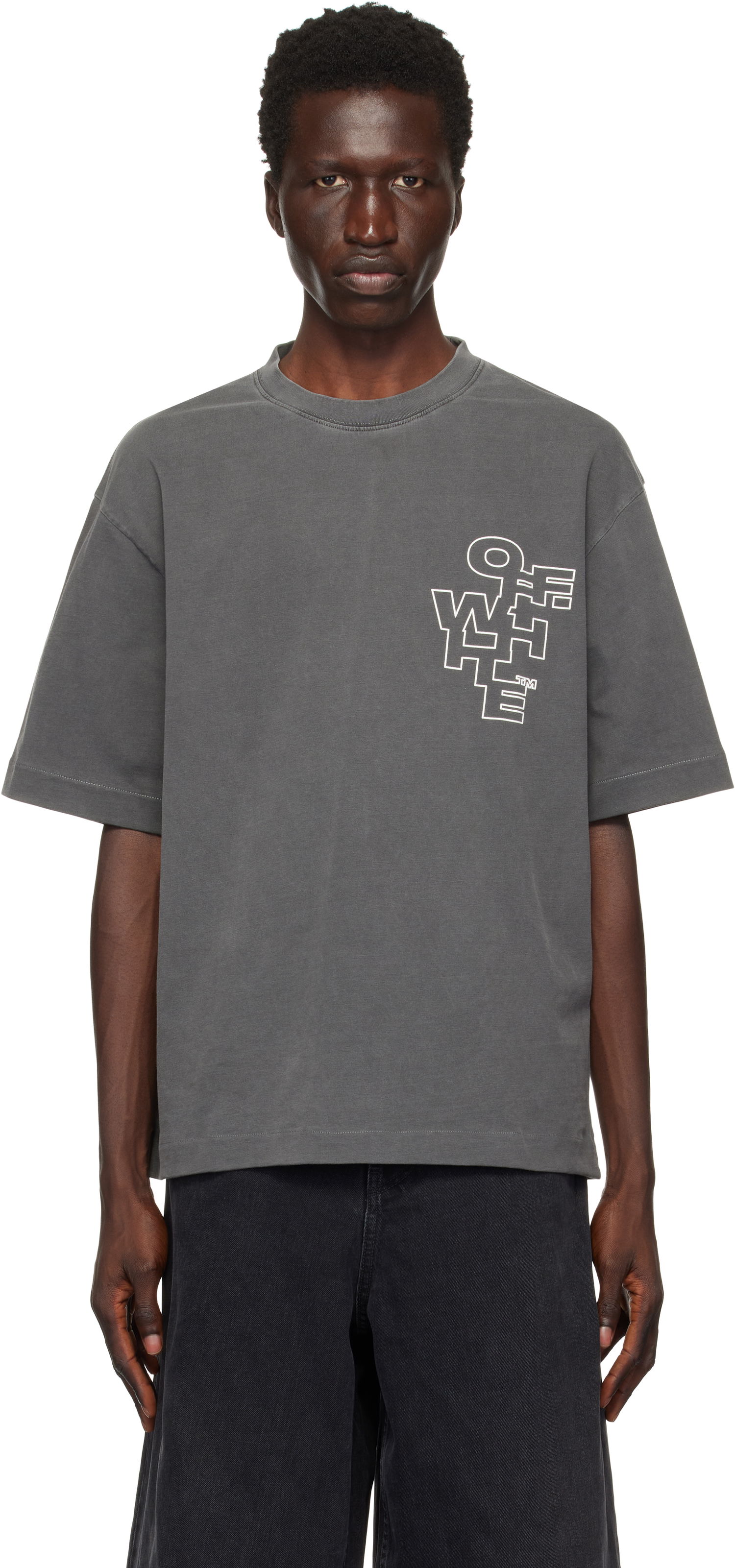 Tričko Off-White Outline Arrow Graphic T-Shirt Šedá | OMAA120F24JER0041001, 0