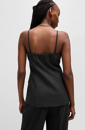 Tielko BOSS Pinstripe Stretch Tailored Vest Čierna | 50530460, 1