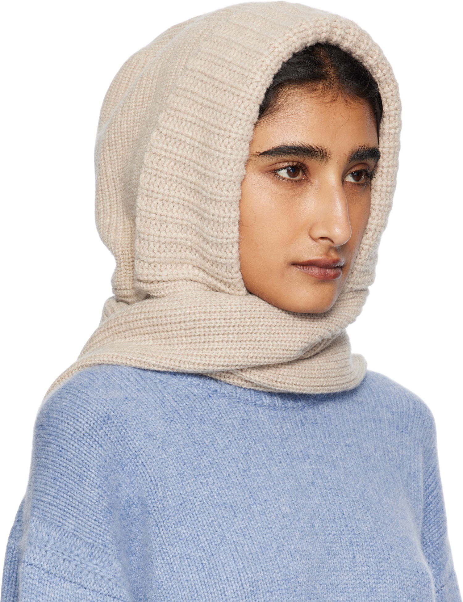 Šál Yves Salomon Yves Salomon Knit Hooded Scarf Béžová | 26W25WAA506XXMACL, 1