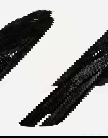Kabáty Dolce & Gabbana Alpaca And Eel Skin Single-breasted Coat With Belt Čierna | F0G1XFGDCP5N0000, 0