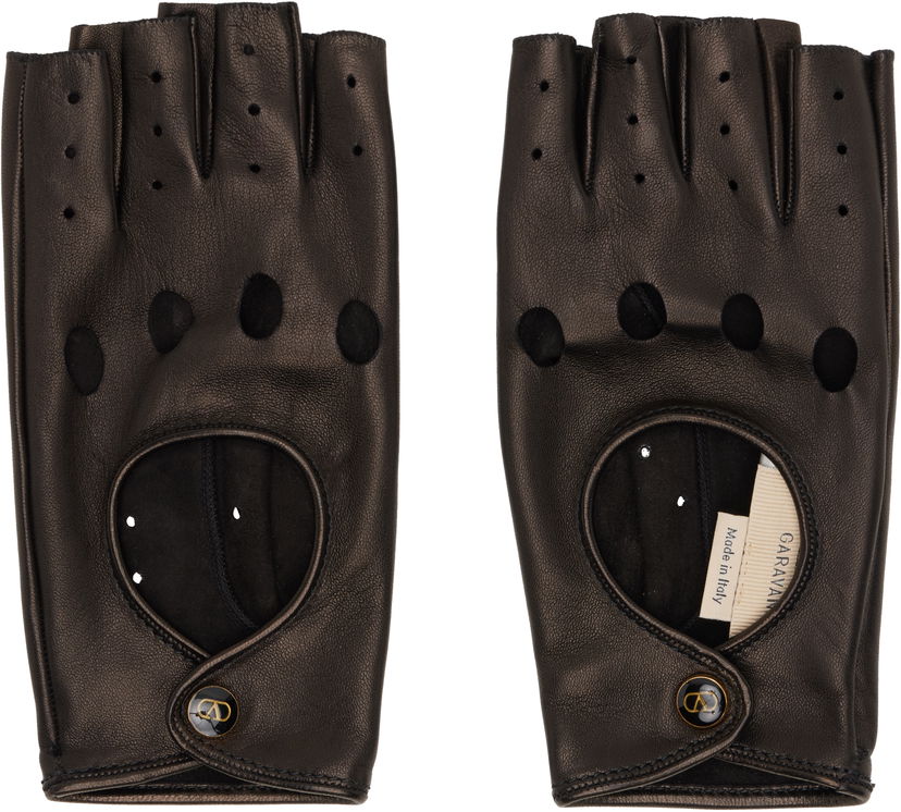Rukavice Valentino Leather Fingerless Perforated Biker Gloves Čierna | 7W2GAA00LDU