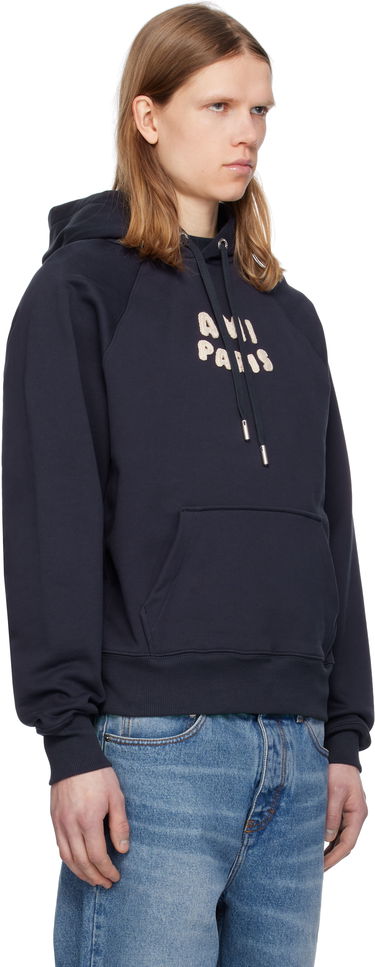 Mikina AMI AMI Paris Patch Cotton Hoodie Navy | USW275.747, 4