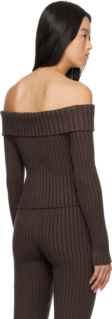 Sveter GUIZIO Guizio Thalia Off Shoulder Ribbed Knit Sweater Hnedá | F24108S045, 2