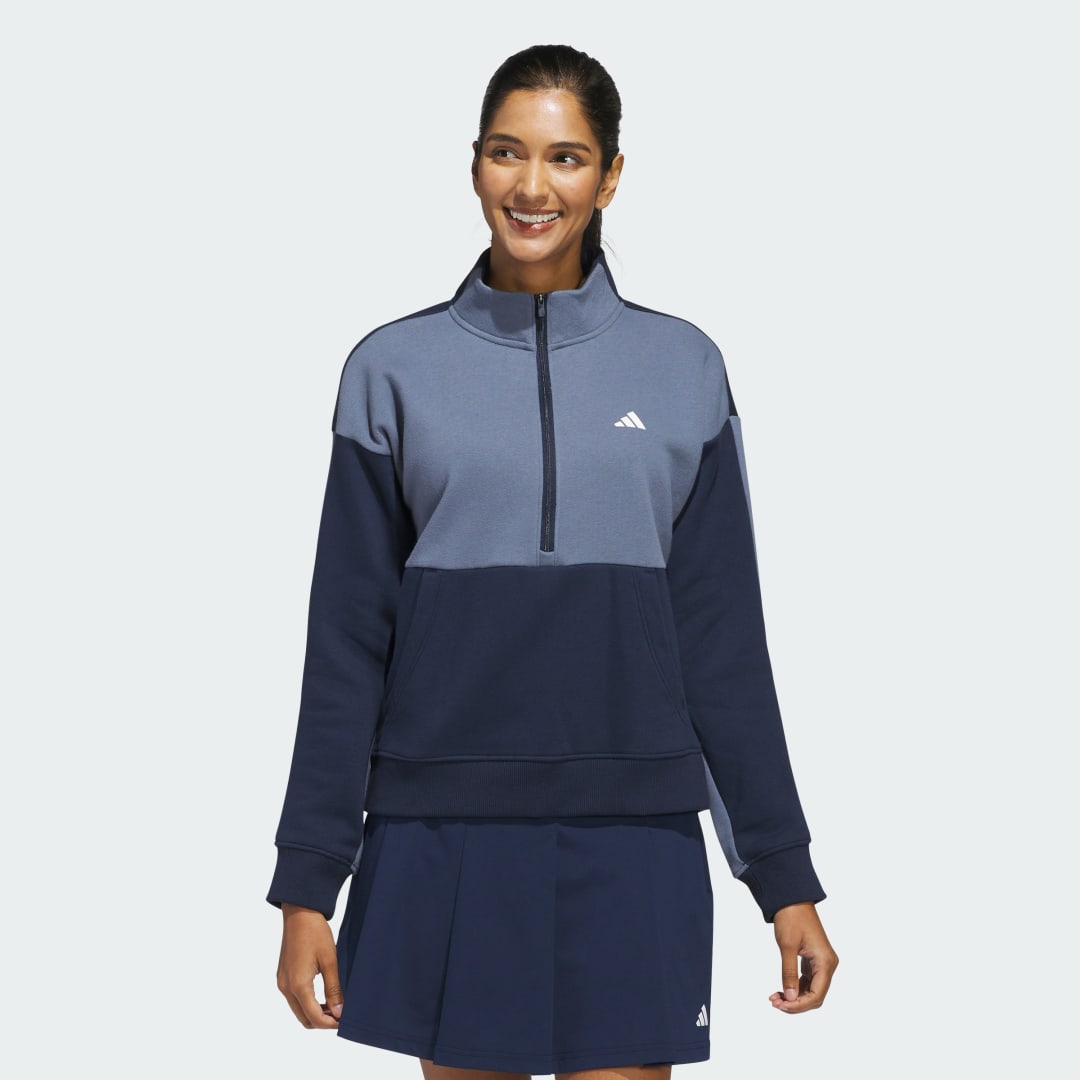Mikina adidas Performance Colorblock Quarter-Zip Sweatshirt Modrá | JE7402, 0