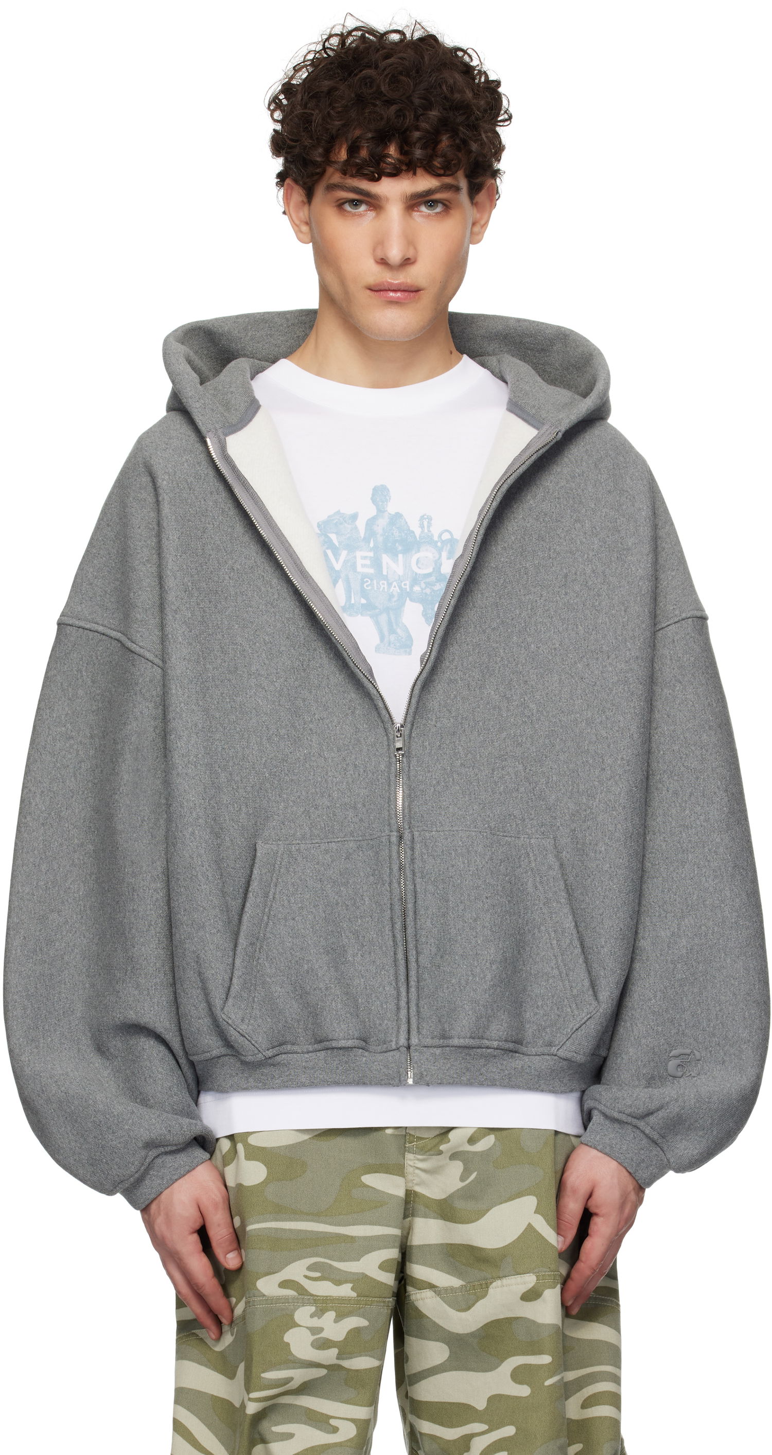 Mikina Alexander Wang Dense Fleece Star Zip-Up Hoodie Šedá | 6CC2242051, 0