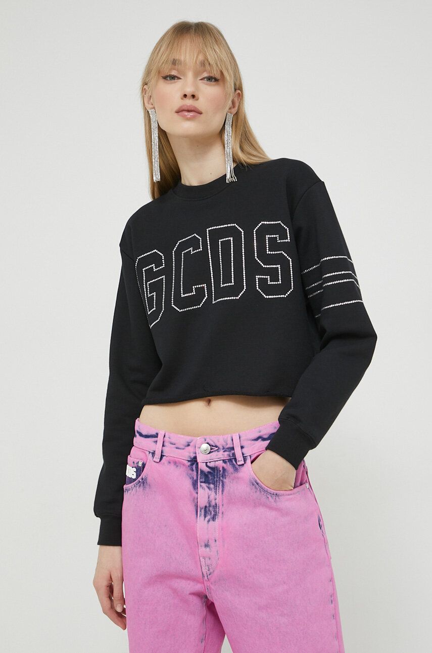 Mikina GCDS Jersey Crop Sweatshirt Čierna | SS23W110107, 0