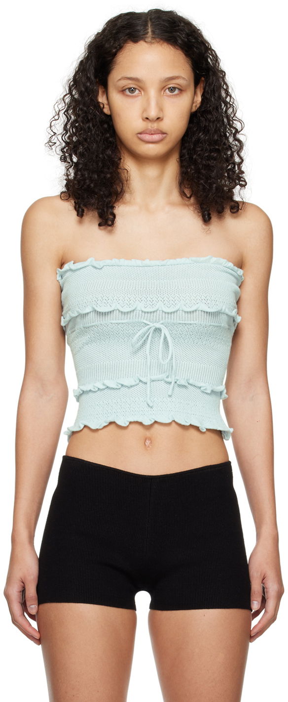 Tielko GUIZIO Guizio Balena Smocked Tube Top Tyrkysová | R24608S035, 0