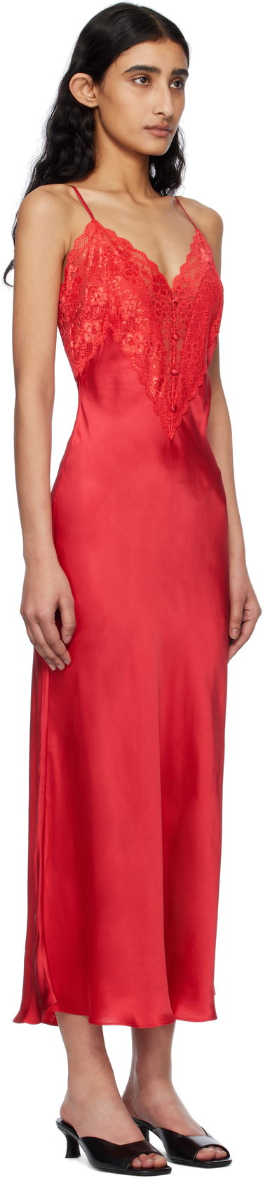Šaty GUIZIO Guizio Nova Lace-Trimmed Slip Maxi Dress Červená | S25403W022, 1