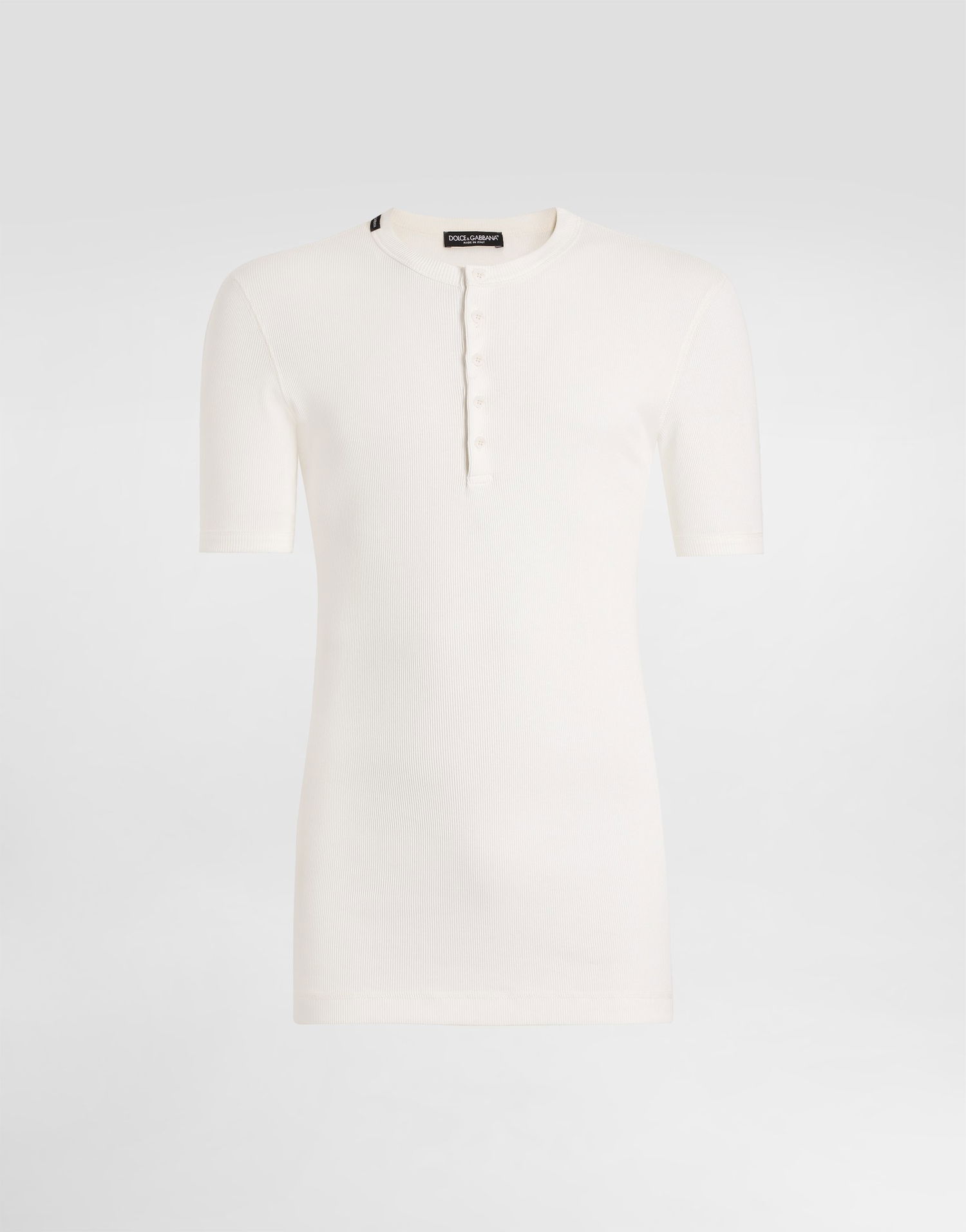 Tričko Dolce & Gabbana Ribbed Serafino Cotton T-shirt Biela | G8QX6TG7P0DW0001, 0