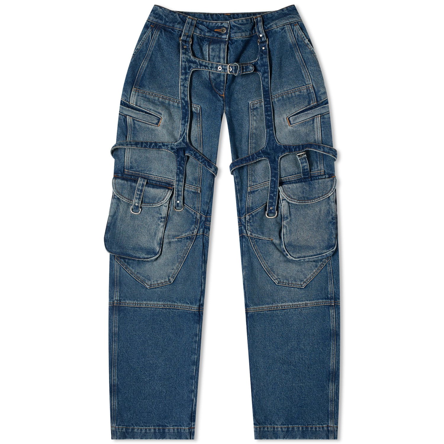 Nohavice Off-White Cargo Oversized Denim Pants Modrá | OWYB018C99DEN0014500, 0