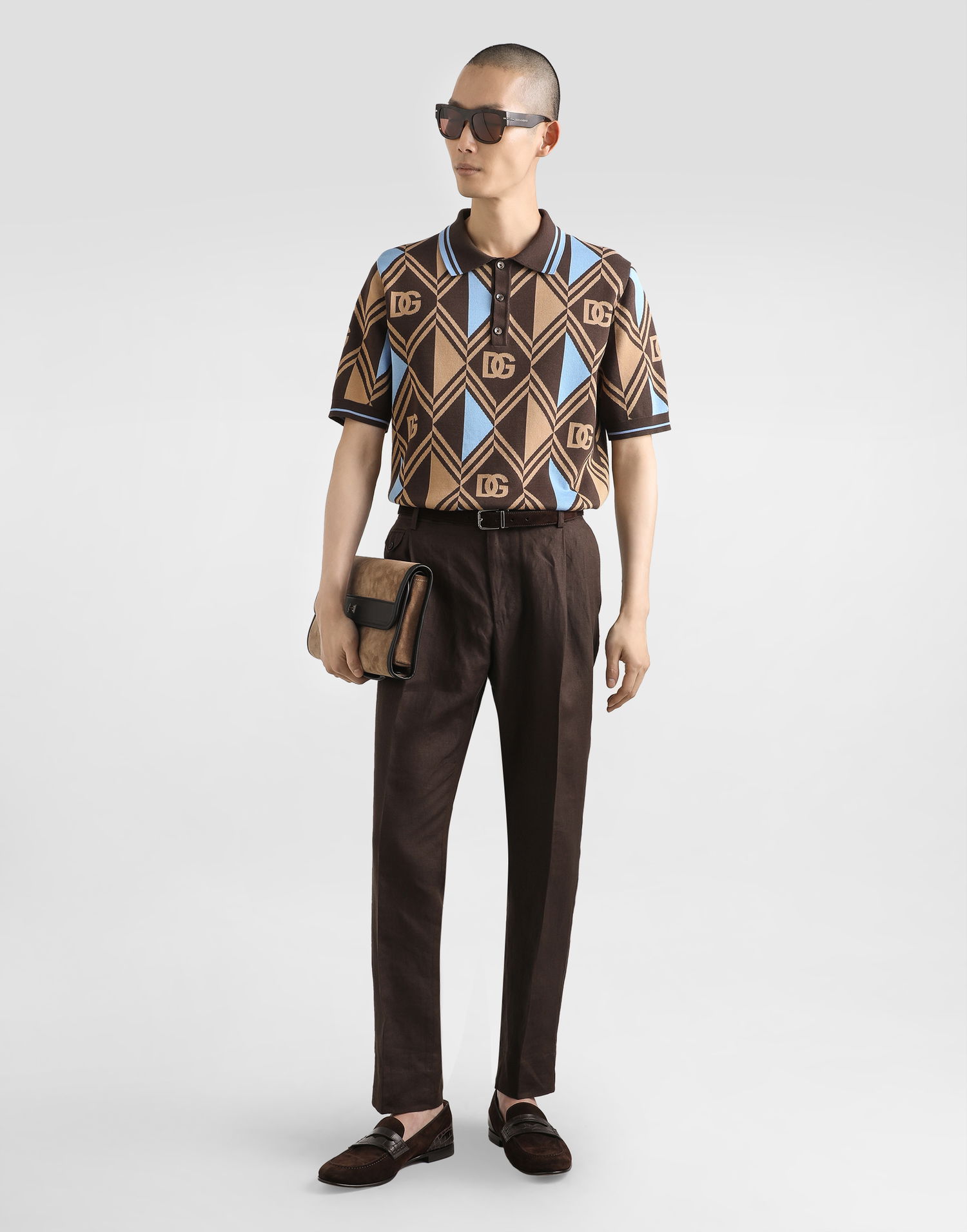 Polo tričko Dolce & Gabbana Dolce & Gabbana Cotton-Jacquard Piqué Polo Shirt Hnedá | GXZ89TJBCHBM9495, 1