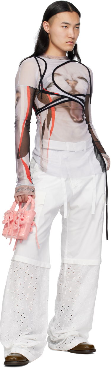Nohavice Ottolinger Ottolinger Baggy Cargo Pants with Eyelet Hem Biela | 106-200106-01, 3