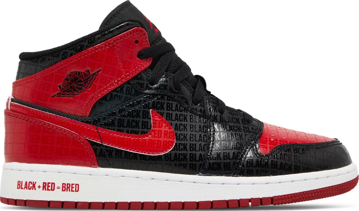 Air Jordan 1 Mid SS "Black + Red = Bred" GS