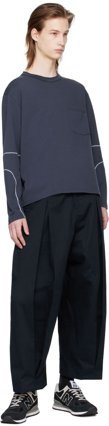 Nohavice sage NATION SAGE NATION Box Pleat Trousers Navy | S011, 3