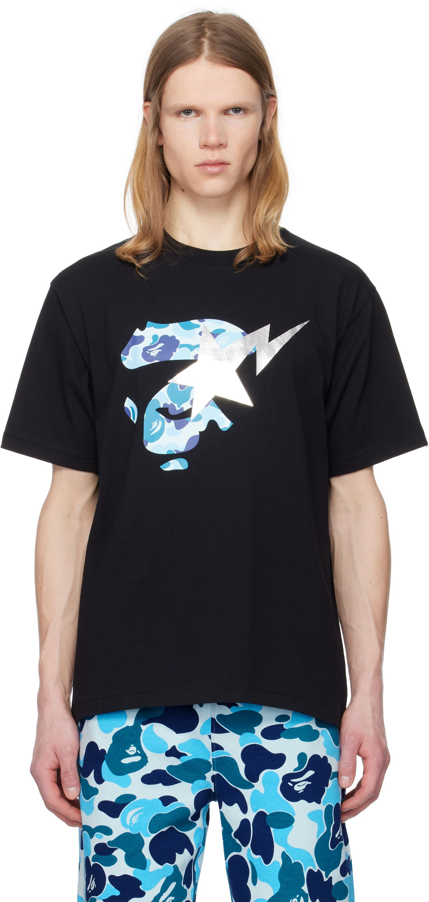 Tričko BAPE A Bathing Ape ABC Camo Ape Face STA T-Shirt Čierna | 001TEK801009M, 0