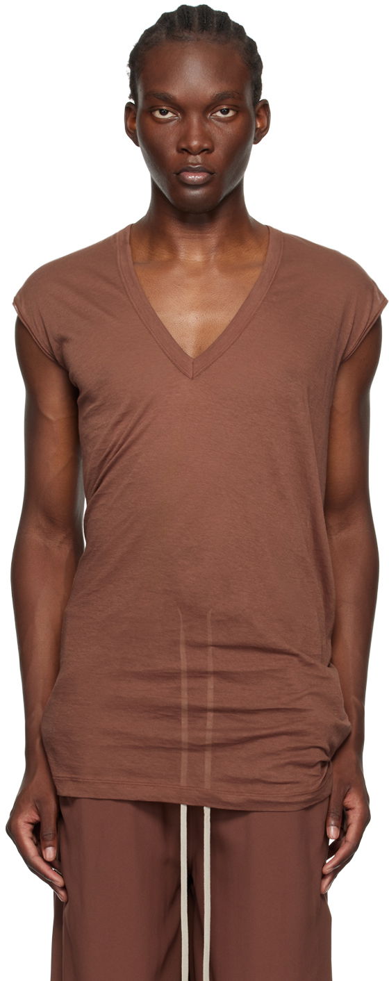 Tielko Rick Owens Porterville Deep V-Neck T-Shirt Hnedá | RU02D6233 UC, 0
