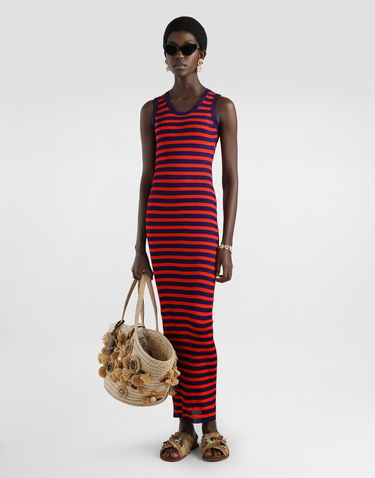 Šaty Dolce & Gabbana Dolce & Gabbana Ribbed Viscose Striped Tank Dress Rôznofarebný | FXS48ZJAIRRF4524, 1