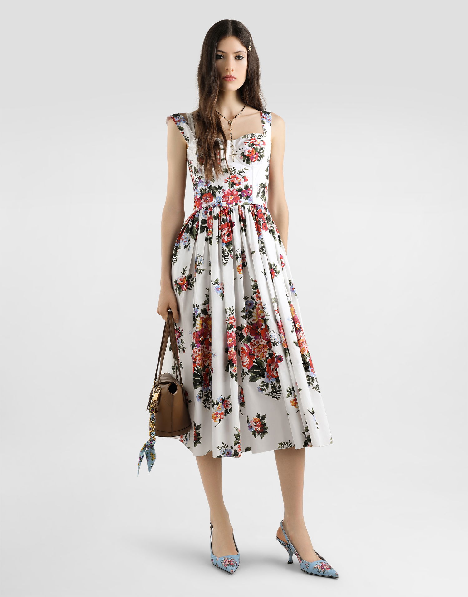 Šaty Dolce & Gabbana Dolce & Gabbana Flower Bouquet-print Cotton Dress Rôznofarebný | F6TTGTHS5UUHA5ZO, 1