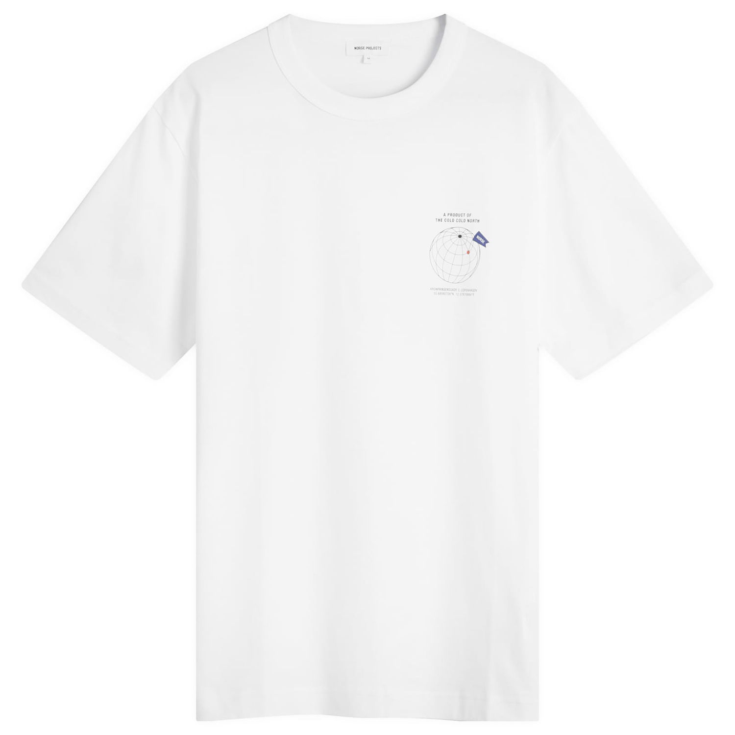 Tričko NORSE PROJECTS Norse Projects Holger Globe Print T-Shirt, Size Large Biela | N01-0682-0001, 1