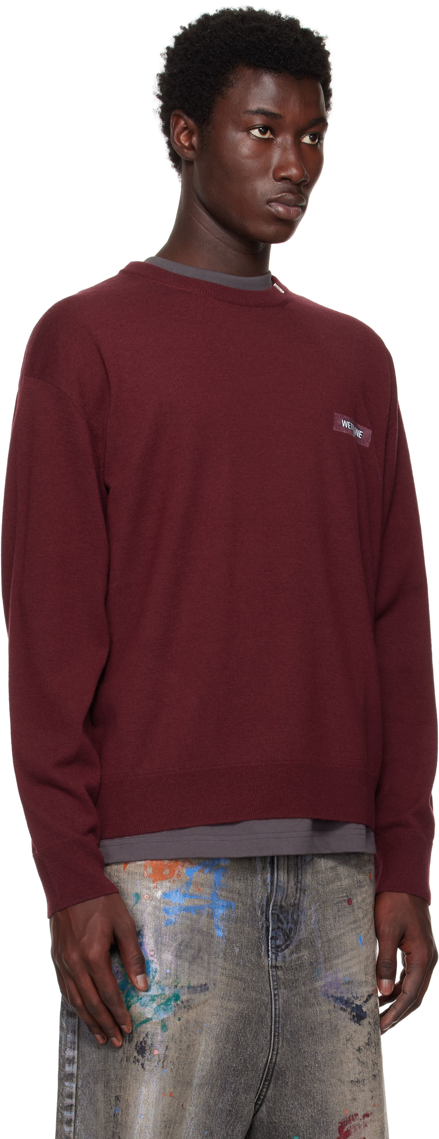 Sveter We11done We11done Logo Knit Pullover Sweater Vínová | WD-KO2-25-651-U-WN, 1