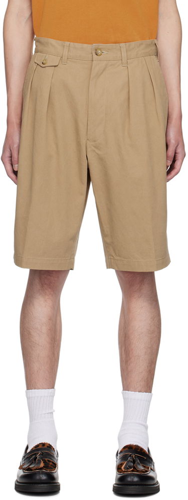 Šortky BEAMS Beams Plus 2 Pleats Shorts Béžová | 3825-0067-874, 0