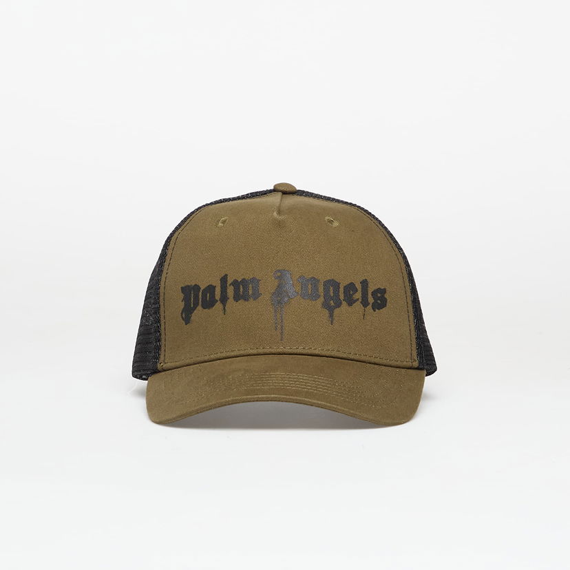 Šiltovka Palm Angels Spray Logo Trucker Cap Army Green/ Black Universal Hnedá | PMLB068F25FAB0025810