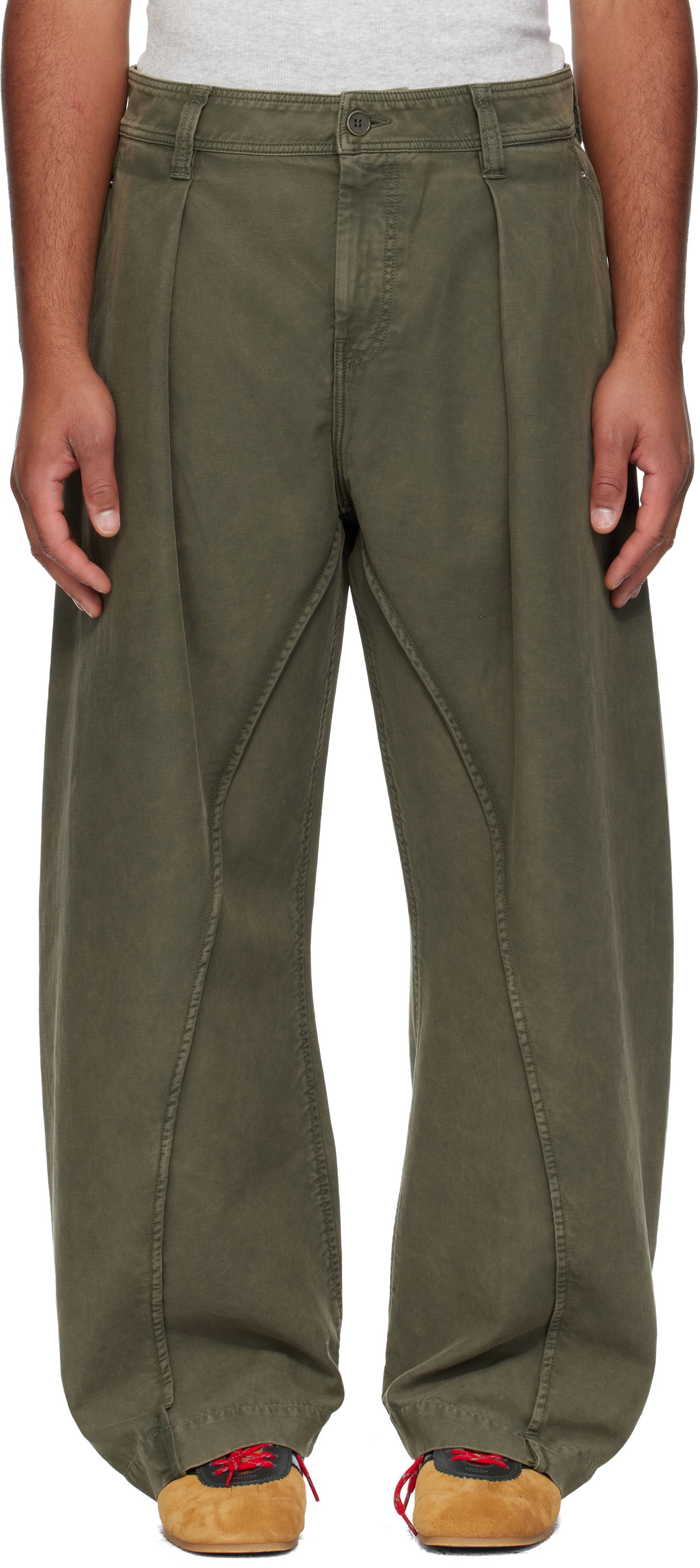 Nohavice JW Anderson Twisted Seam Trousers Zelené | TR0423-PG1600, 0