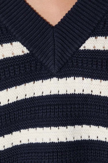 Sveter Samsoe Samsoe Samsoe Samsoe Striped V-Neck Sweater Navy | F23300195, 4