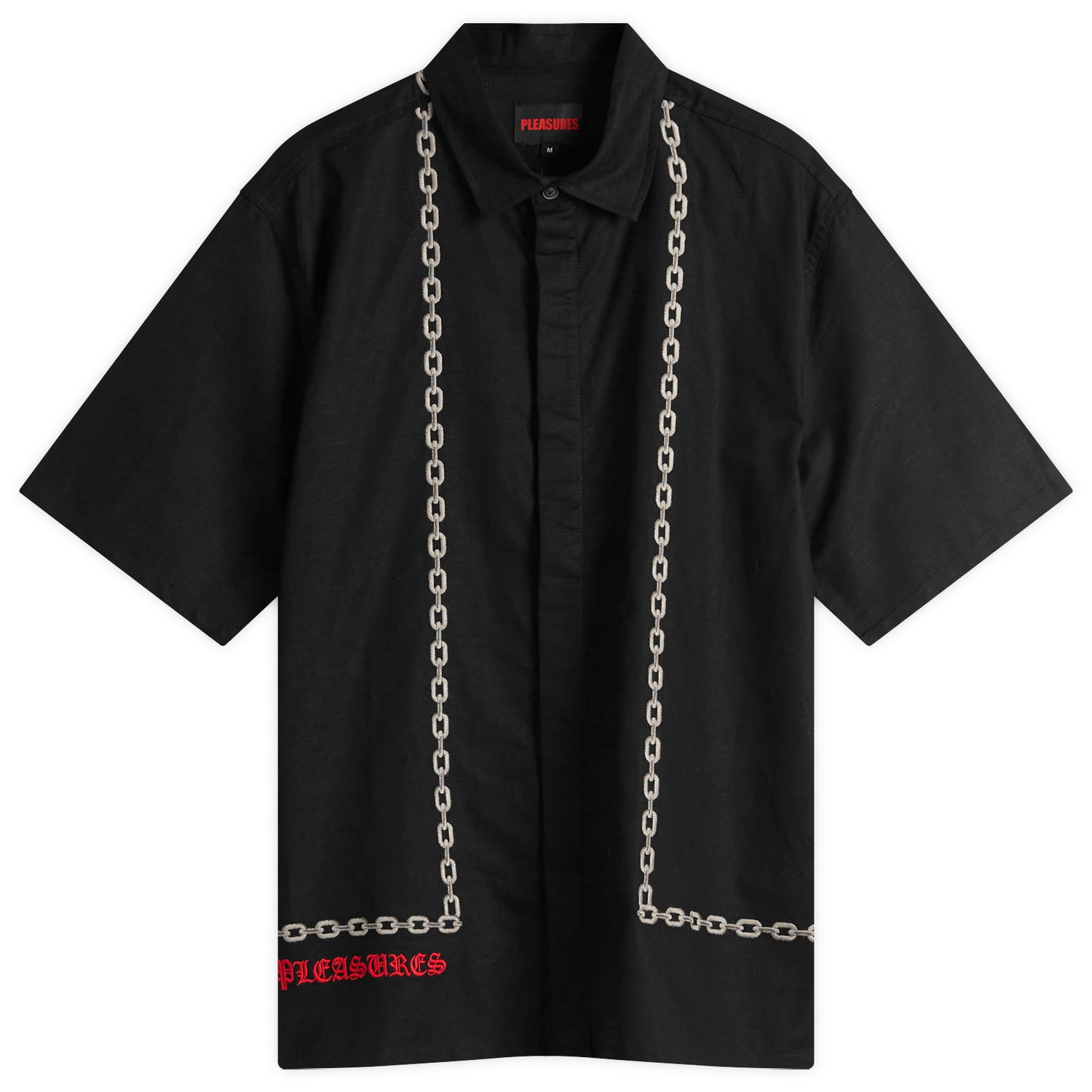 Košeľa Pleasures Pleasures Chain Shirt, Size Large Čierna | P25SU003-BLK, 1
