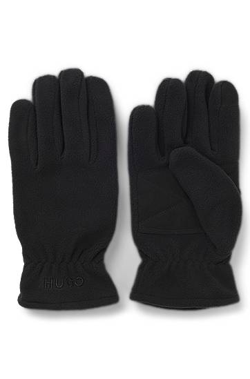 Rukavice BOSS Fleece gloves with faux-suede palms Čierna | 50548737