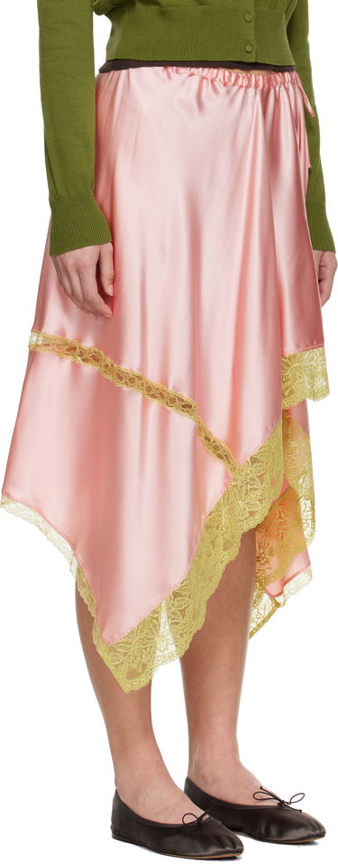 Sukňa Dries Van Noten Dries Van Noten Asymmetrical Silk Midi Skirt with Lace Ružová | 251-010802-1032, 1
