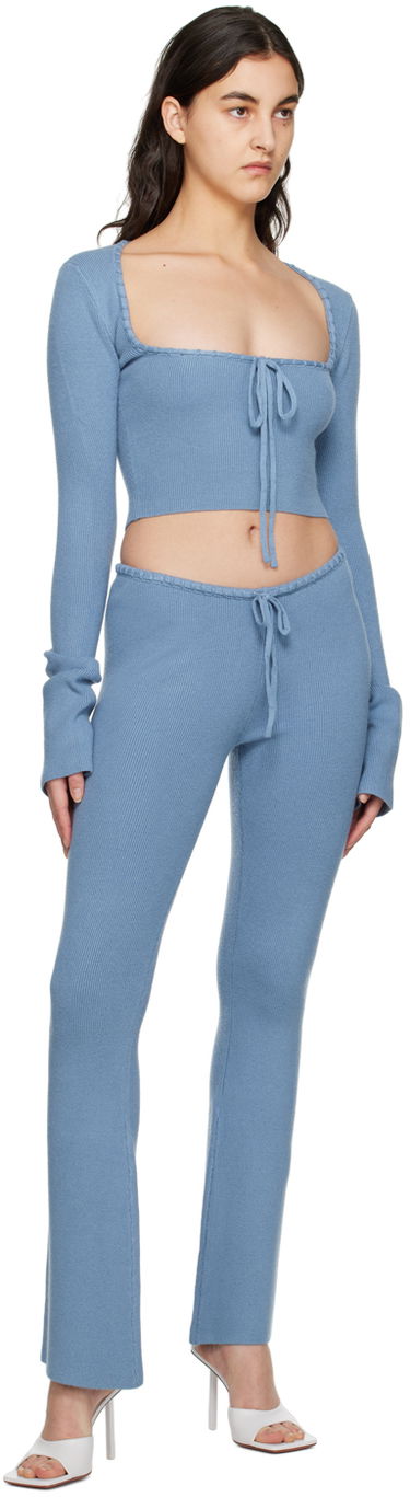 Sveter GUIZIO Guizio Bow Cropped Knit Sweater Modrá | DGF22K302_BLU, 3