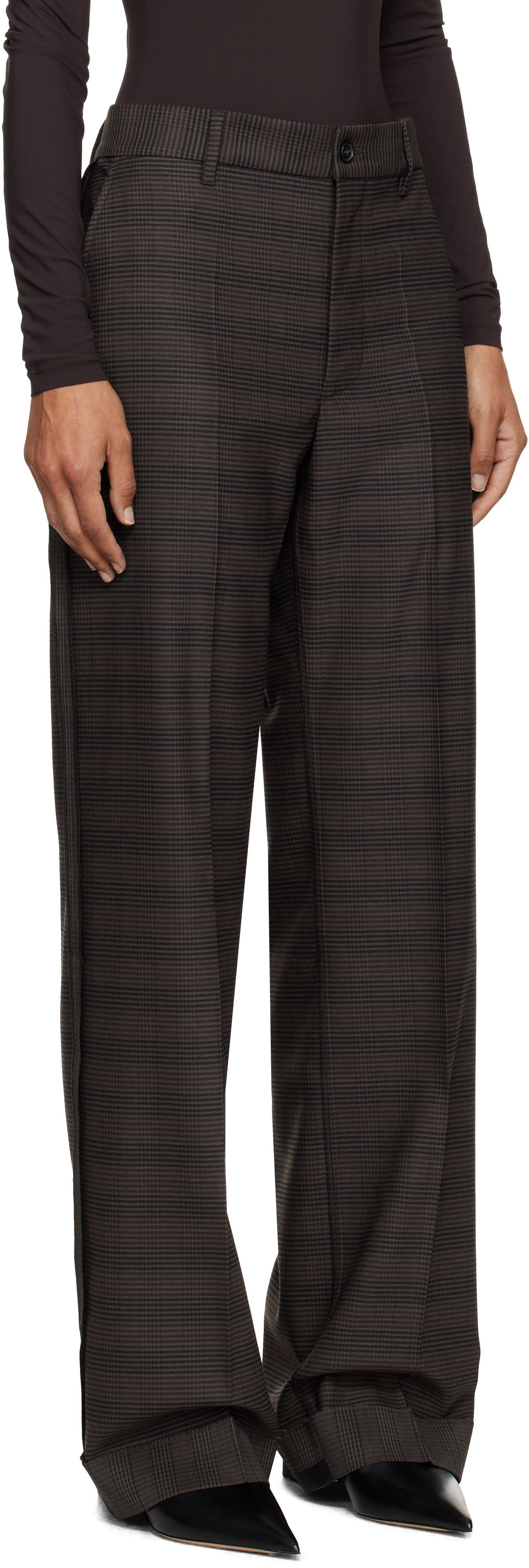 Nohavice Maison Margiela MM6 Maison Margiela Checked Tailoring Trousers Hnedá | S52KA0536 M35475, 1