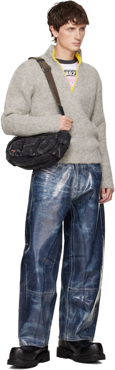 Taška cez rameno Diesel Rave X Washed Denim Crescent Shoulder Bag Čierna | X10414-P4485-T8013, 3