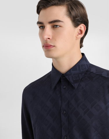 Košeľa Dolce & Gabbana Martini Shirt Logo Silk Jacquard Navy | G5ML1TFJ1KCB0665, 3