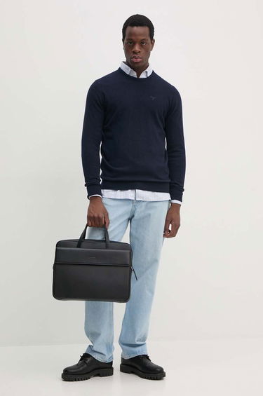 Sveter Barbour Wool Crewneck Sweater Navy | MKN0345, 1