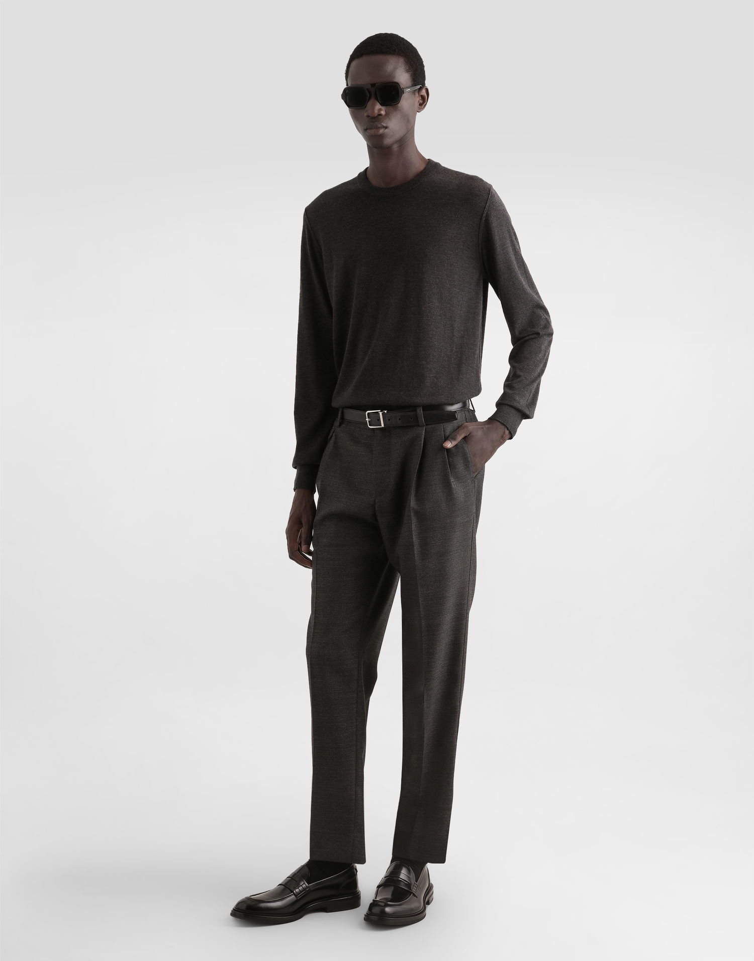 Nohavice Dolce & Gabbana Pleated Wool Trousers Šedá | GV4EETFU25ES8290, 1