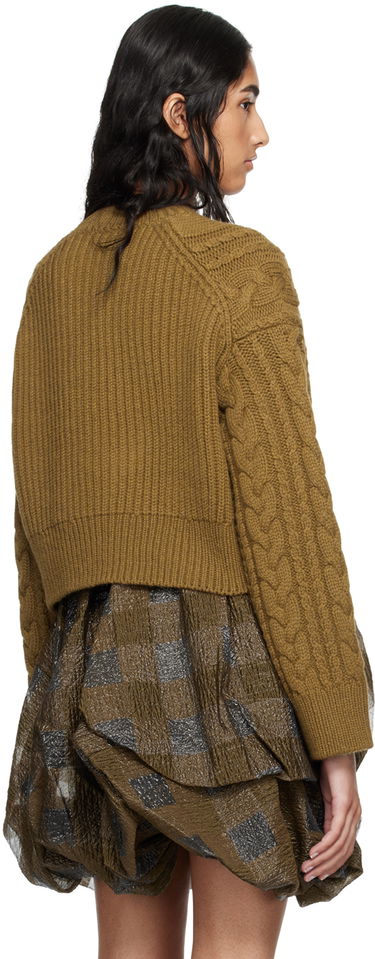 Sveter Cecilie Bahnsen Vibeke Cropped Cable Knit Sweater Zelené | 2.24KNI51004 VIBEKE JUMPER, 2