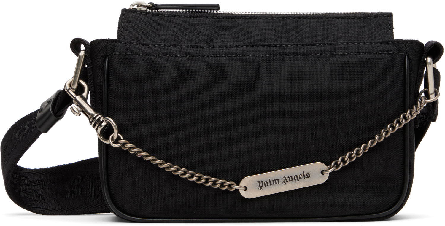 Taška cez rameno Palm Angels Palm Angels Metallic Logo Plate Crossbody Bag Čierna | PMNQ012S25FAB0011000, 0