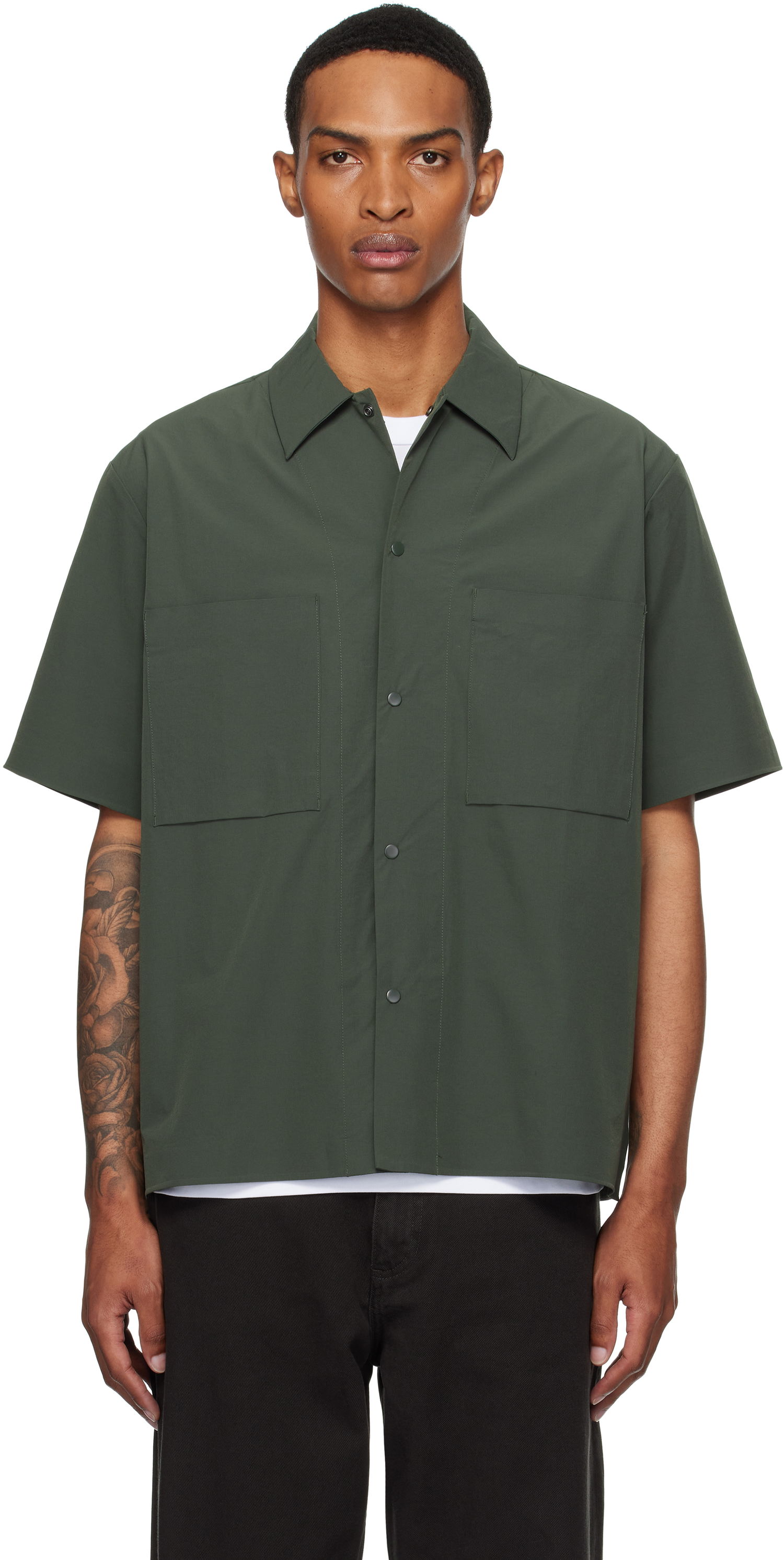 Košeľa NORSE PROJECTS Norse Projects Hermann Travel Light Short Sleeve Shirt Zelené | N40-0824, 0