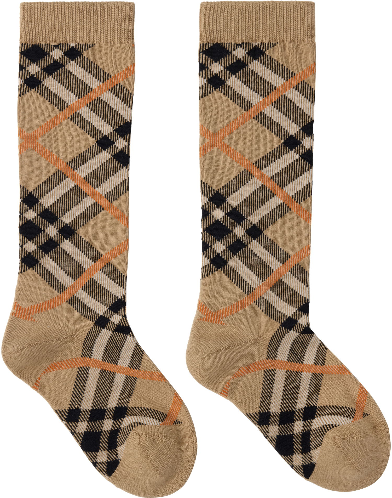 Ponožky Burberry Burberry Check Cotton Blend Knee-High Socks Béžová | 8108517, 0
