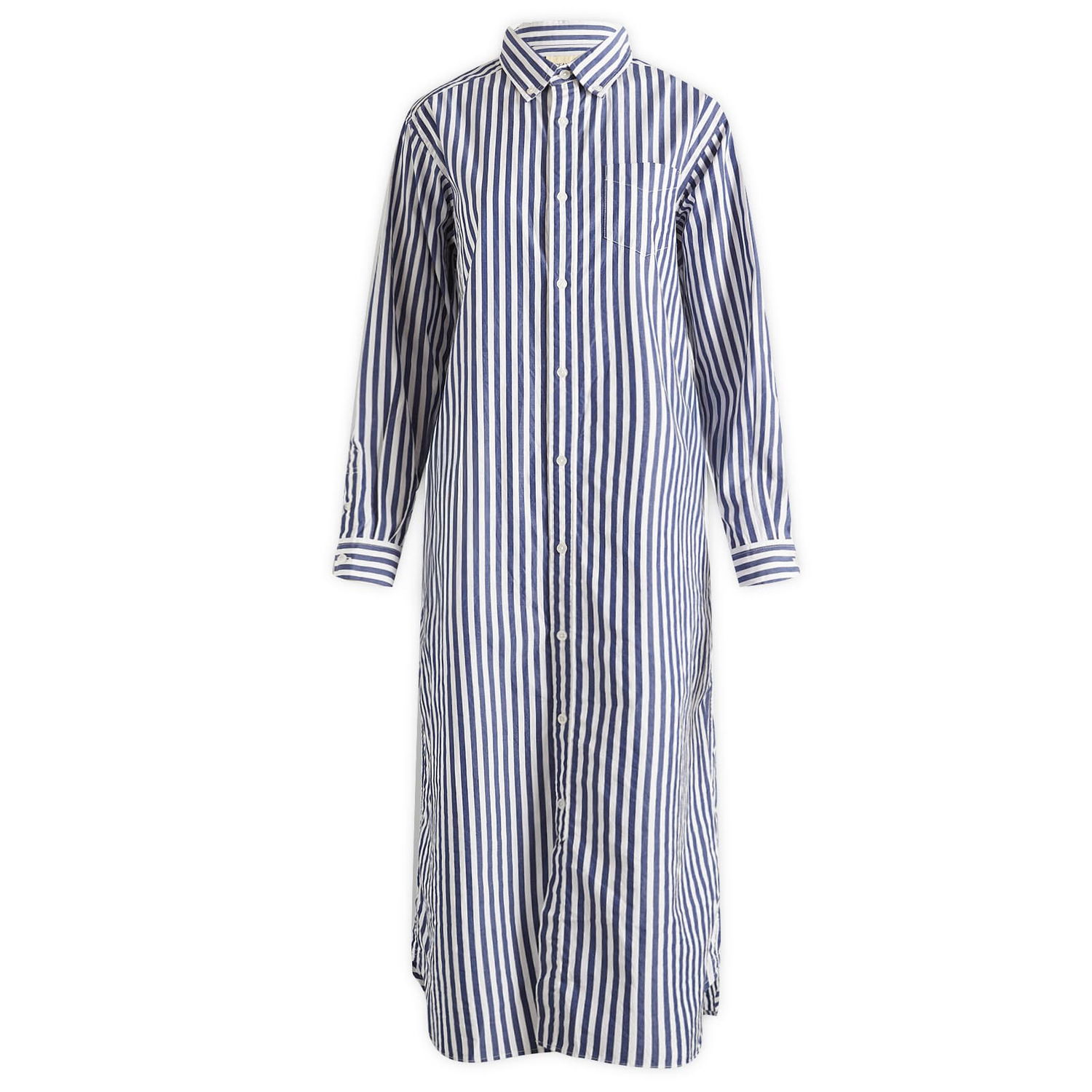 Košeľa BEAMS Beams Boy Stripe Maxi Shirt Dress Modrá | 13260115247-79, 1