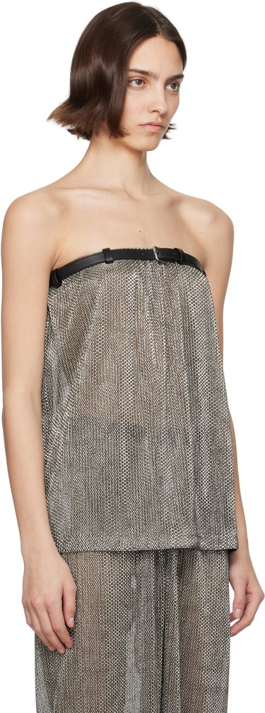 Tielko Nanushka Nanushka Gilma Metallic Knit Bandeau Top Metalická | NW25SSTP29882, 1