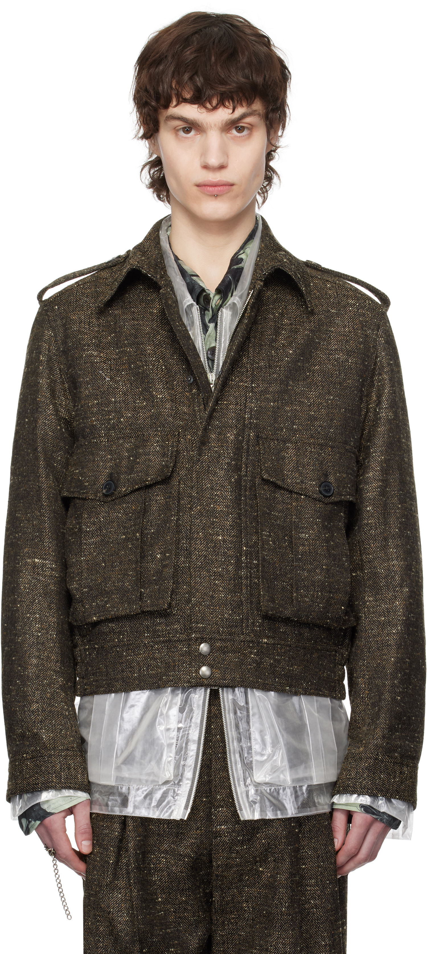 Bomber bunda Dries Van Noten Dries Van Noten Tweed Jacket Hnedá | 251-020510-1523, 0