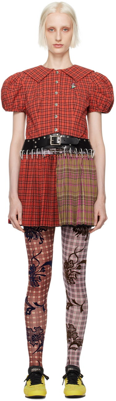 Sukňa Chopova Lowena Judith Carabiner Plaid Minidress Červená | 1247, 0