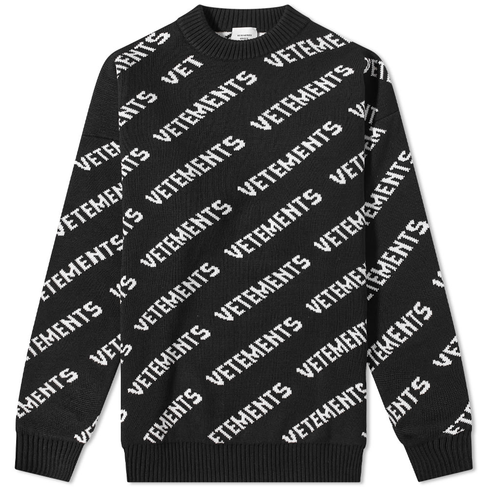 Sveter VETEMENTS All Over Logo Crewneck Čierna | UA53KN300B, 0