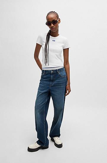 Džínsy BOSS Relaxed Fit Rigid Denim Jeans Modrá | 50528299, 1