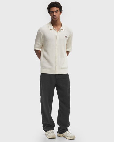 Polo tričko Fred Perry Textured Knit Button-Through Polo Shirt Biela | K9714-560, 2